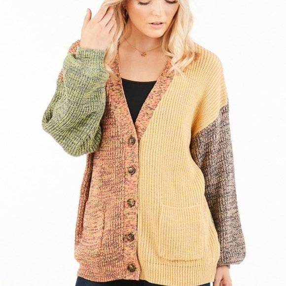 Colorblock knit oversized cardigan - Picture 2 of 2